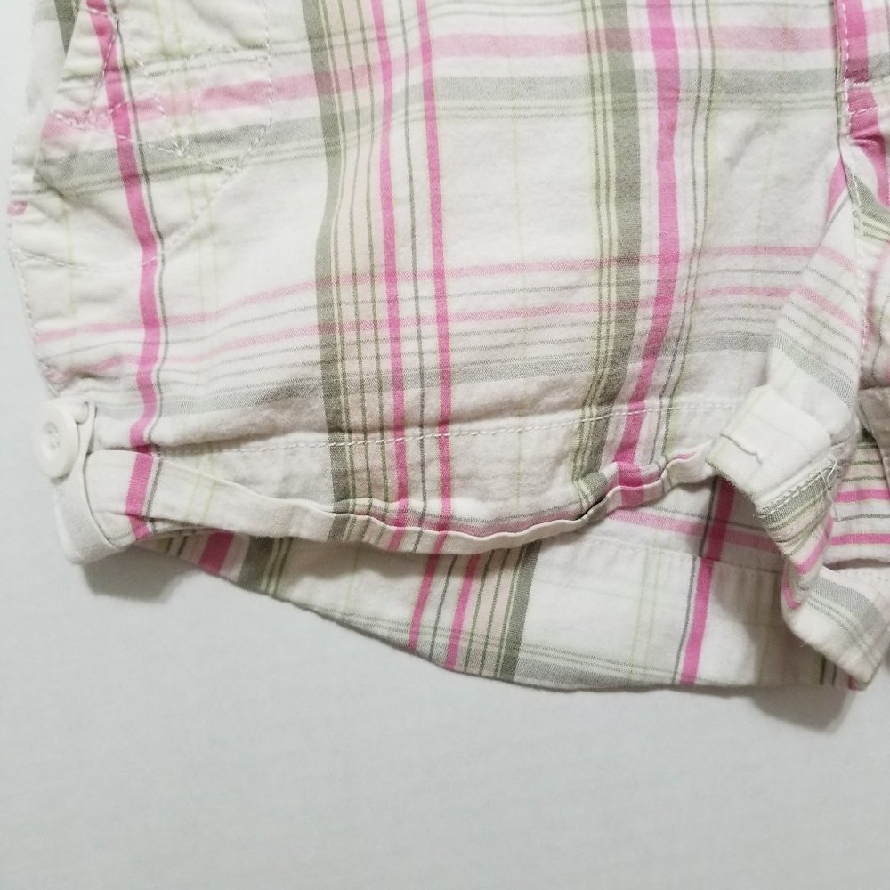 Red Camel shorts 7 madras plaid preppy cuffed buckle cinch low rise stretch Y2K - Picture 5 of 14